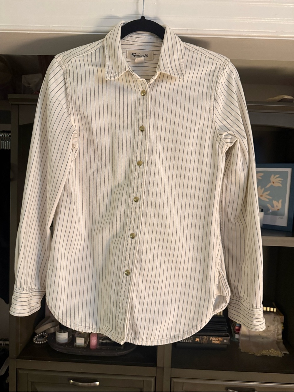 Madewell Women’s Cream Pinstripe Button-Down Shirt